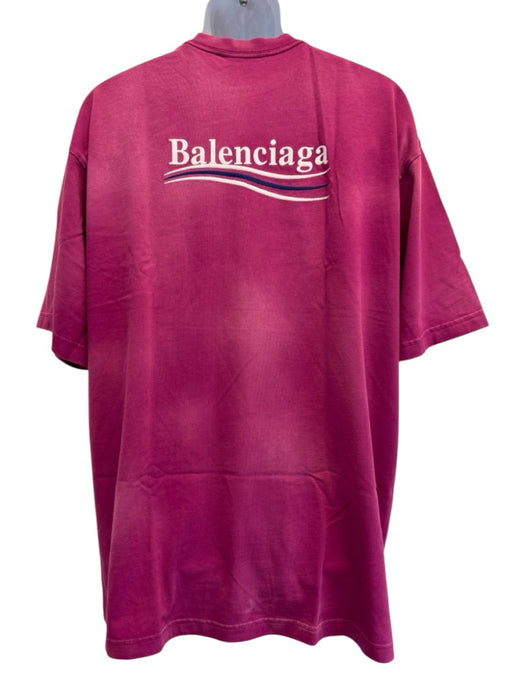 Balenciaga AS IS Size XL Purple & Multi Cotton Men's Short Sleeve Purple & Multi / XL
