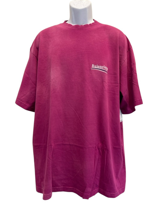 Balenciaga AS IS Size XL Purple & Multi Cotton Men's Short Sleeve Purple & Multi / XL