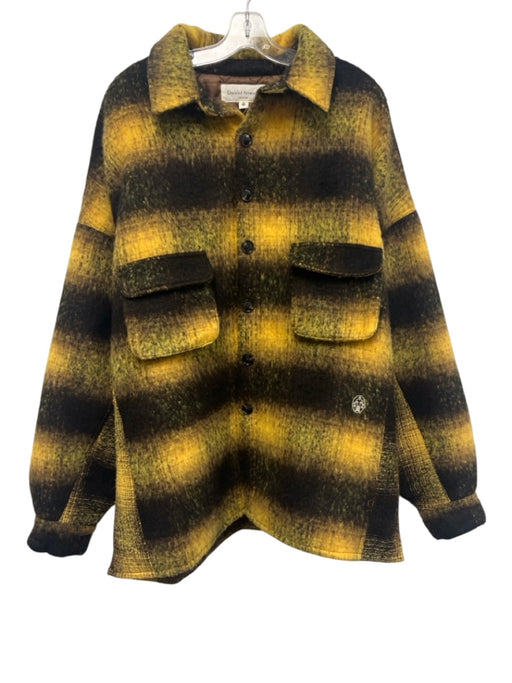 Untitled Artworks Size XL Yellow & Brown Polyester Buttons Men's Jacket Yellow & Brown / XL