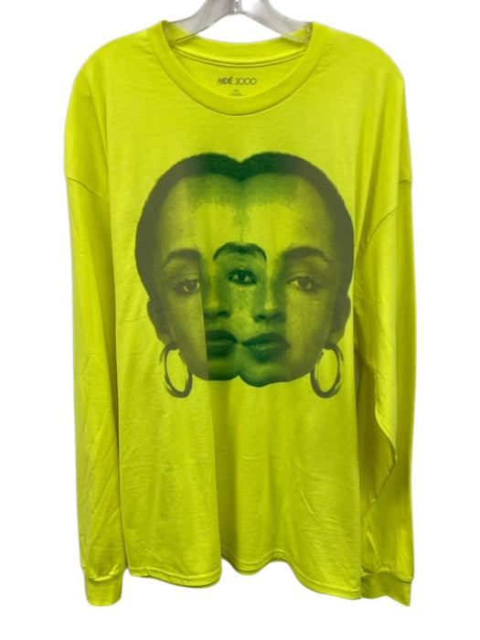 Andre 3000 Size XXL Yellow Cotton Graphic Men's Long Sleeve Shirt Yellow / XXL