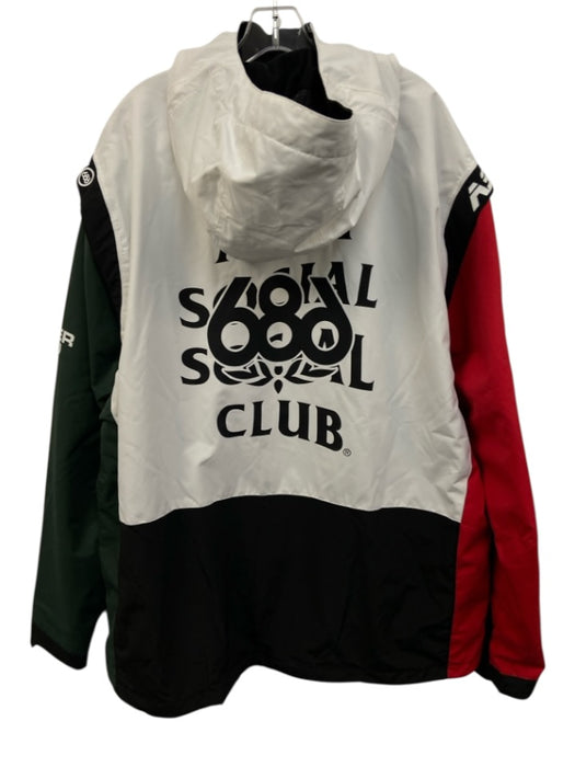 Anti Social Club Size XL White & Multi Polyester Blend Patches Half Zip Jacket White & Multi / XL