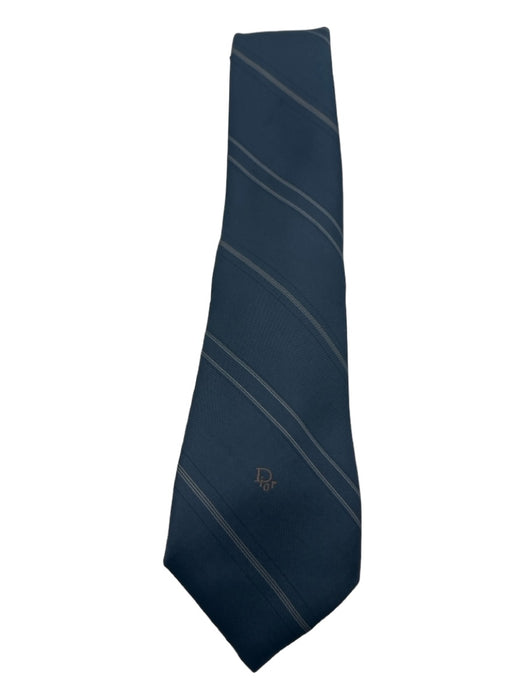 Christian Dior Brown & Blue Silk Striped Men's Tie
