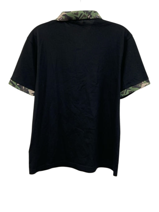 Fendi AS IS Size L Black Synthetic Solid Polo Athleisure Men's Short Sleeve Black / L