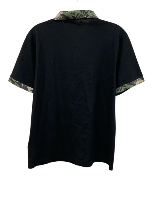 Fendi AS IS Size L Black Synthetic Solid Polo Athleisure Men's Short Sleeve Black / L