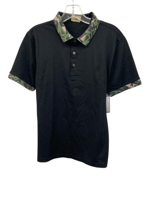 Fendi AS IS Size L Black Synthetic Solid Polo Athleisure Men's Short Sleeve Black / L