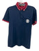 Roberto Cavalli Size L Blue & Red Cotton Blend Solid Front Pocket Short Sleeve Blue & Red / L