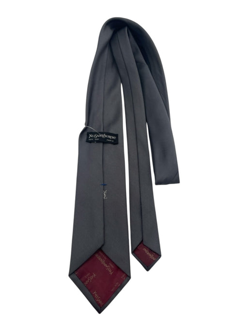 Yves Saint Laurent Vintage Gray Silk Blend Solid Men's Tie Gray