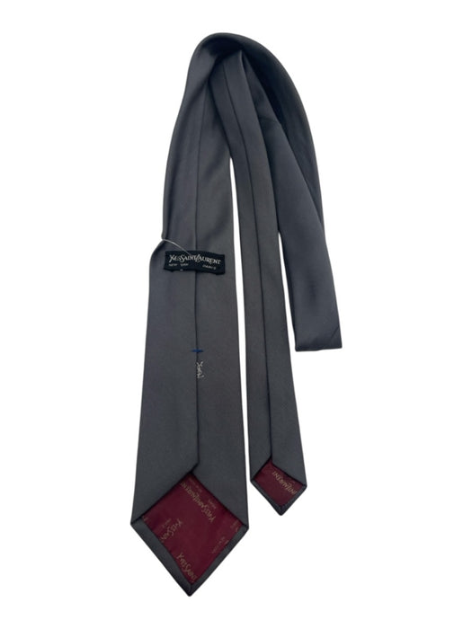 Yves Saint Laurent Vintage Gray Silk Blend Solid Men's Tie Gray