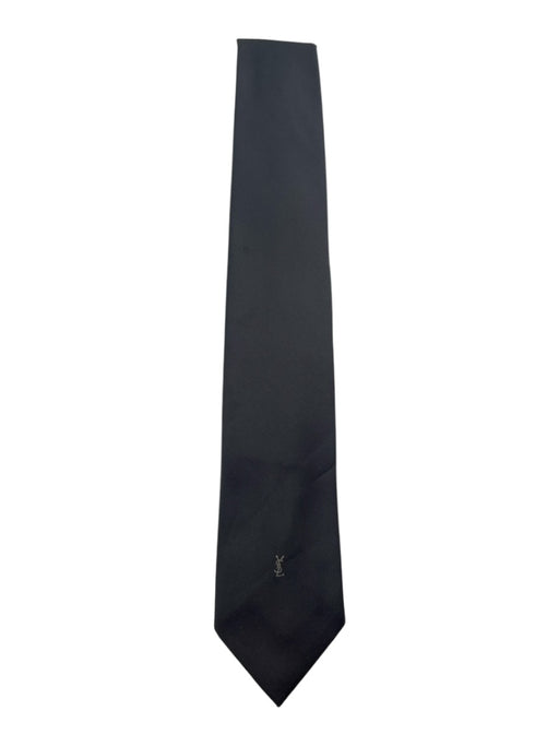 Yves Saint Laurent Vintage Gray Silk Blend Solid Men's Tie Gray