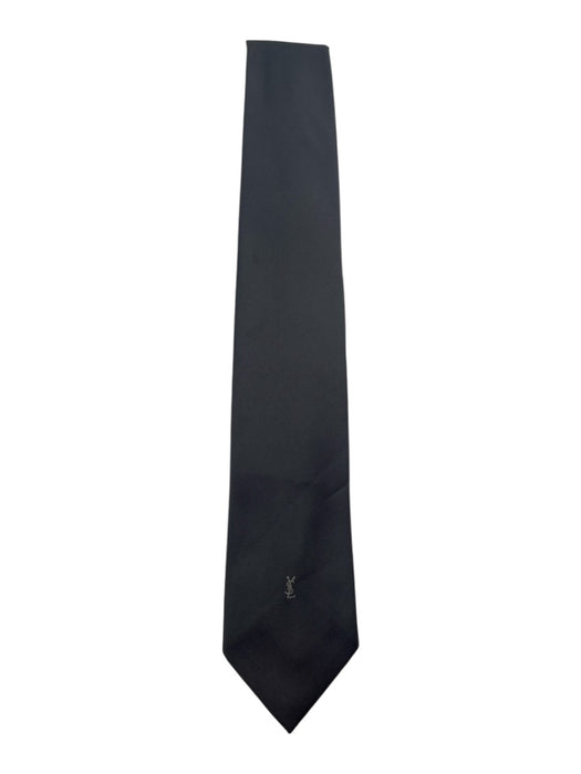 Yves Saint Laurent Vintage Gray Silk Blend Solid Men's Tie Gray