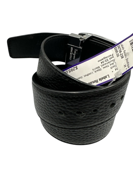 Ferragamo Like New Black Leather Solid Men's Belt Black
