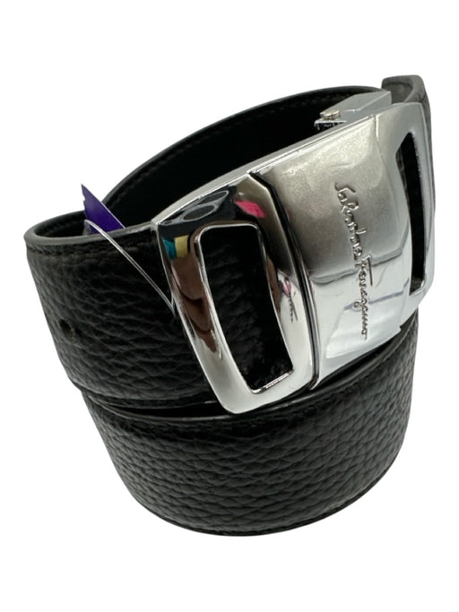 Ferragamo Like New Black Leather Solid Men's Belt Black