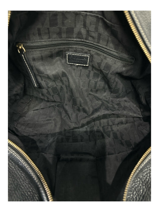 Furla Black Pebbled Leather silver tone hardware Zip Close Shoulder Bag Black / Medium