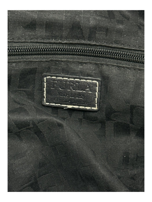 Furla Black Pebbled Leather silver tone hardware Zip Close Shoulder Bag Black / Medium