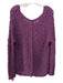 Free People Size S Purple Cotton Open Knit Solid V Neck Sweater Purple / S