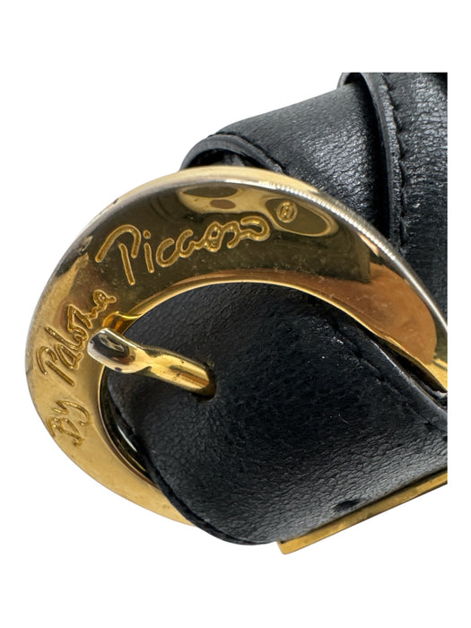 Paloma Picasso Black & Gold Leather Metal Detail X Belts Black & Gold / m/75