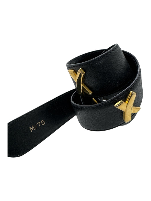 Paloma Picasso Black & Gold Leather Metal Detail X Belts Black & Gold / m/75