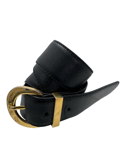 Paloma Picasso Black & Gold Leather Metal Detail X Belts Black & Gold / m/75