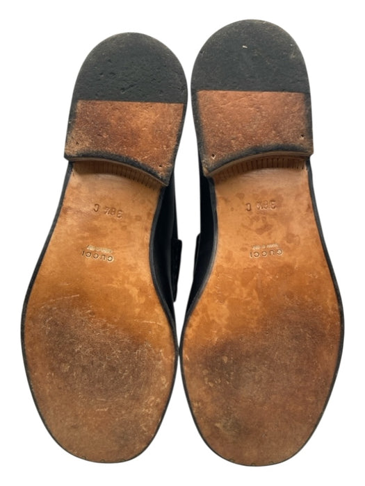 Gucci Shoe Size 38.5 Black Leather Silver Hardware Horsebit Low Heel Loafers Black / 38.5