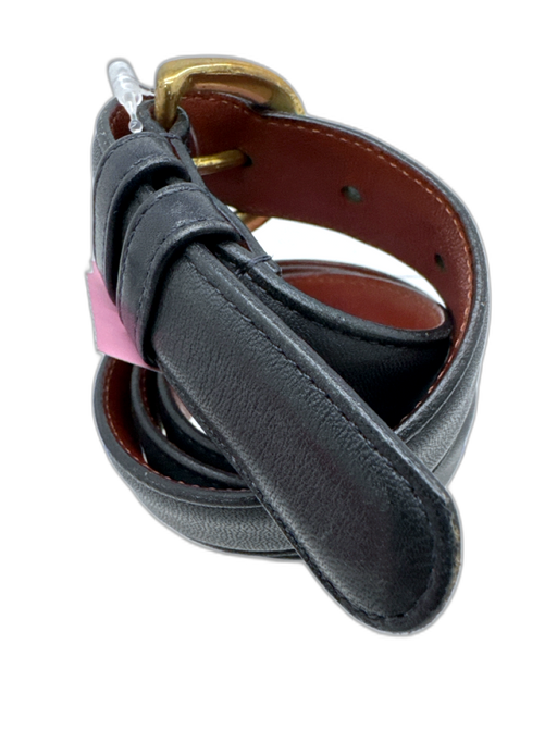 Coach Charcoal Black Cowhide Brass Hardware Rounded Gold Tone Buckle Belts Charcoal Black / Medium