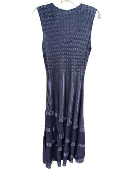Komarov Size S Navy Blue Polyester Satin Sleeveless Textured Midi Dress Set Navy Blue / S
