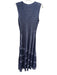 Komarov Size S Navy Blue Polyester Satin Sleeveless Textured Midi Dress Set Navy Blue / S