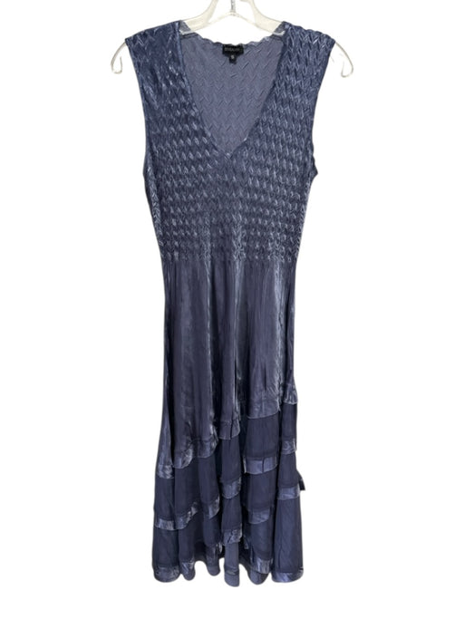 Komarov Size S Navy Blue Polyester Satin Sleeveless Textured Midi Dress Set Navy Blue / S