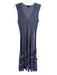 Komarov Size S Navy Blue Polyester Satin Sleeveless Textured Midi Dress Set Navy Blue / S