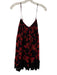 Free People Size S Black, Red, Purple Rayon Shirred Floral Crochet Trim Dress Black, Red, Purple / S