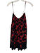 Free People Size S Black, Red, Purple Rayon Shirred Floral Crochet Trim Dress Black, Red, Purple / S