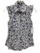 Burberry London Size S White & Navy Blue Cotton Floral Silhouette Top White & Navy Blue / S