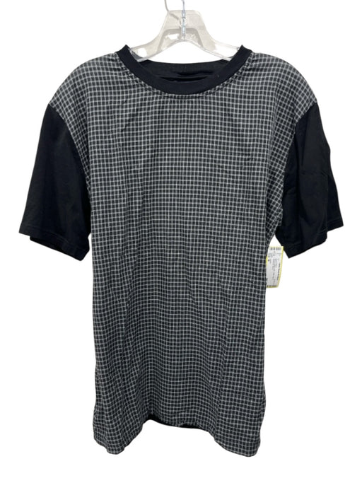 Lanvin Size M Black & White Cotton Blend Grid Men's Short Sleeve Black & White / M