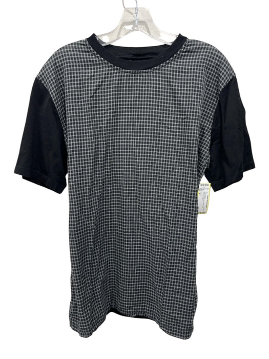 Lanvin Size M Black & White Cotton Blend Grid Men's Short Sleeve Black & White / M