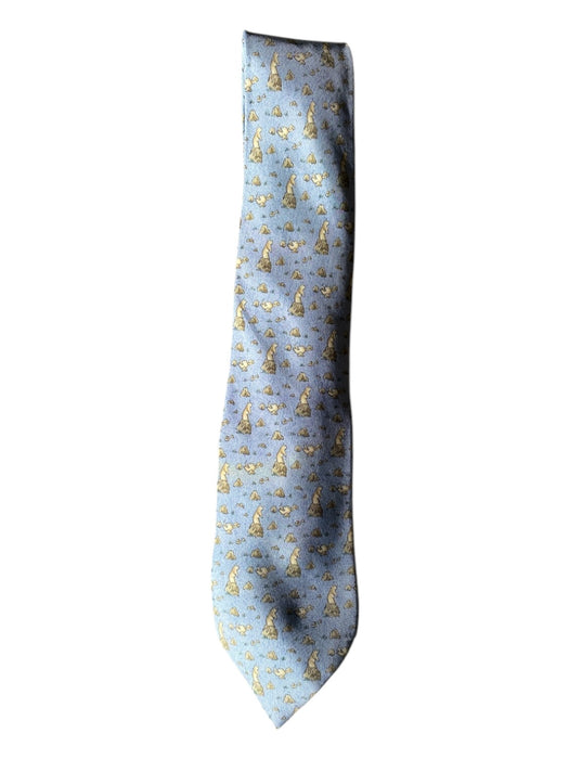 Hermes Blue & Tan Silk Groundhogs Men's Ties