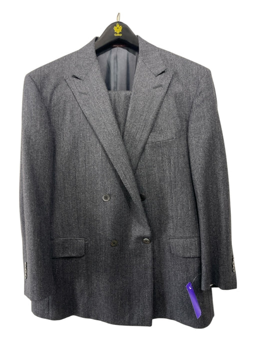 Hickey Freeman Gray Wool Striped Double Breasted Men's Suit Gray / Est 42