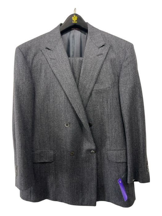 Hickey Freeman Gray Wool Striped Double Breasted Men's Suit Gray / Est 42