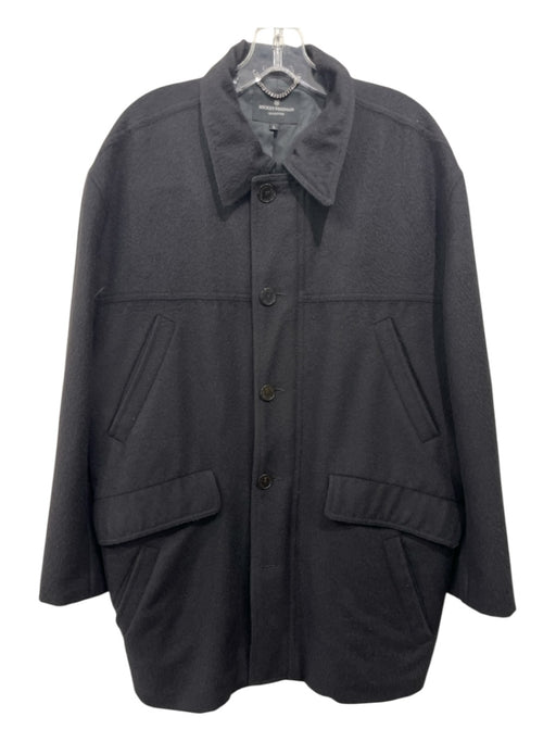 Hickey Freeman Size L Black Wool Blend Solid Zip UP Men's Jacket Black / L