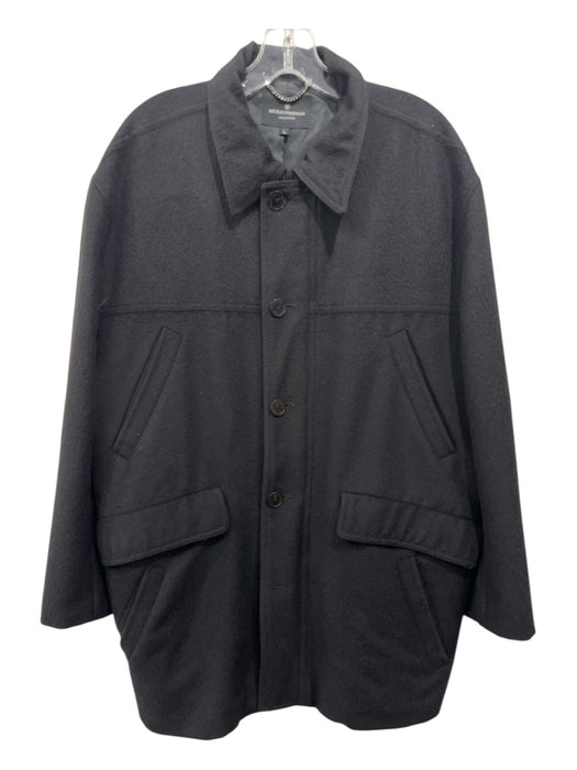 Hickey Freeman Size L Black Wool Blend Solid Zip UP Men's Jacket Black / L