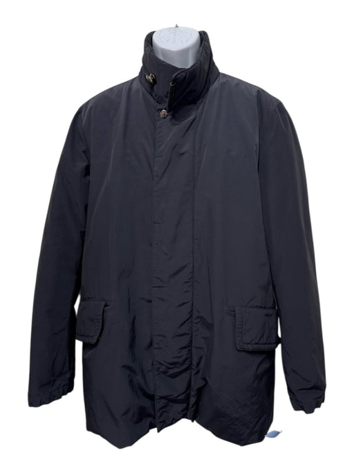 Moncler Size 4 Navy Blue Cotton Solid Zipper Men's Jacket Navy Blue / 4