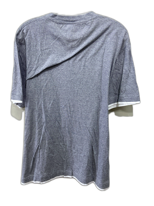 Brunello Cucinelli Size Est M Blue & White Striped Men's Short Sleeve Blue & White / Est M