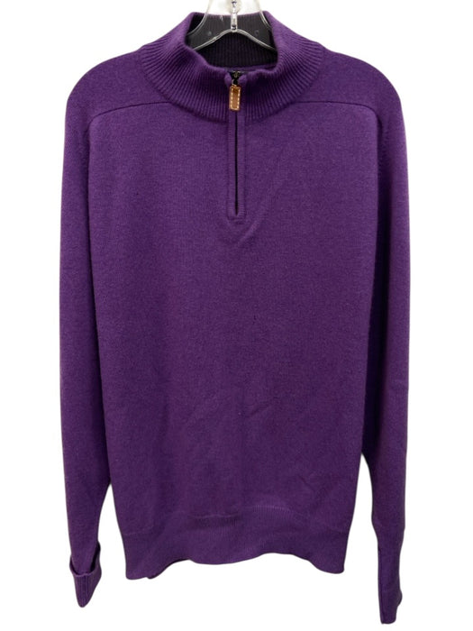 McCulley's Size 48 Purple Cashmere Solid Quarter Zip Men's Sweater Purple / 48