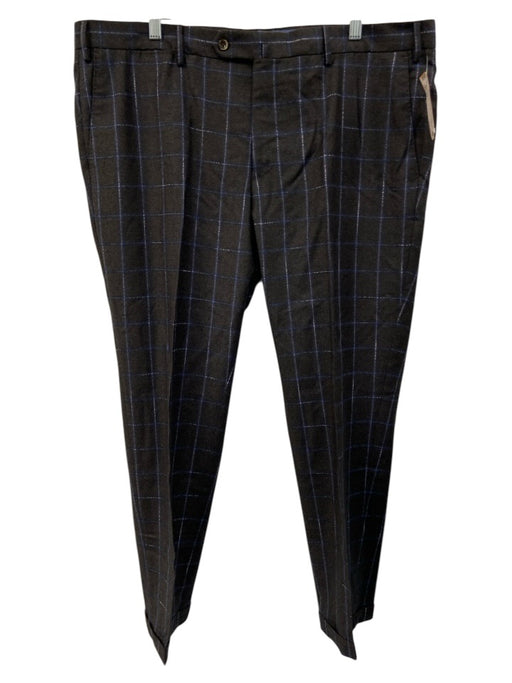 PT Torino Size 56 Gray & Blue Wool Plaid Men's Pants Gray & Blue / 56