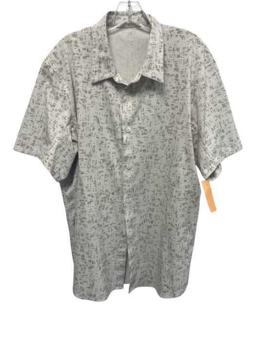 Lululemon Size Est L White & Green All Over Print Buttons Men's Short Sleeve White & Green / Est L