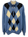 Footjoy Size L Light Blue & White Wool Blend Argyle Quarter Zip Lined Sweater Light Blue & White / L