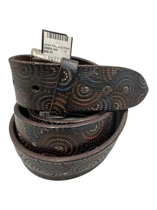 Orciani Brown & Multi Leather Dots Swirl Detail Men's Belt Brown & Multi
