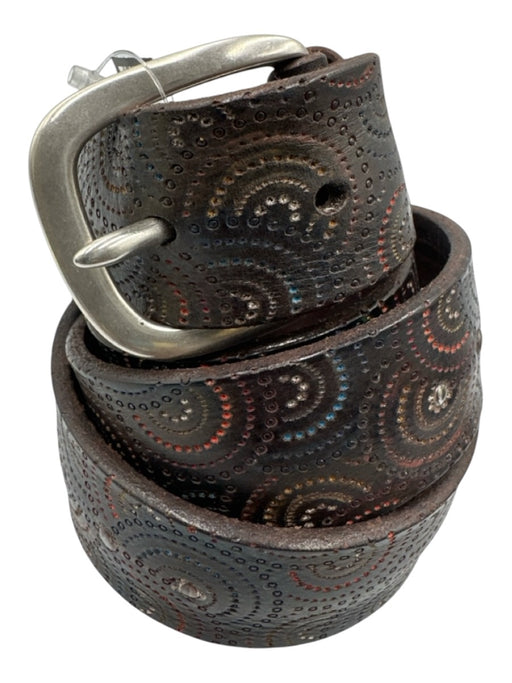 Orciani Brown & Multi Leather Dots Swirl Detail Men's Belt Brown & Multi