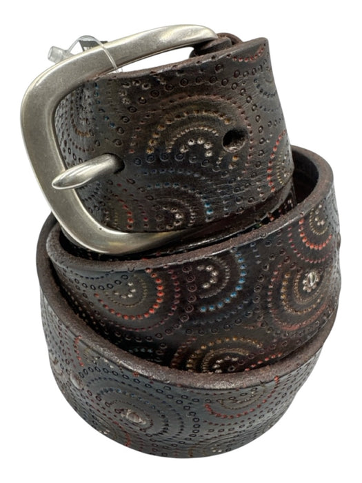 Orciani Brown & Multi Leather Dots Swirl Detail Men's Belt Brown & Multi