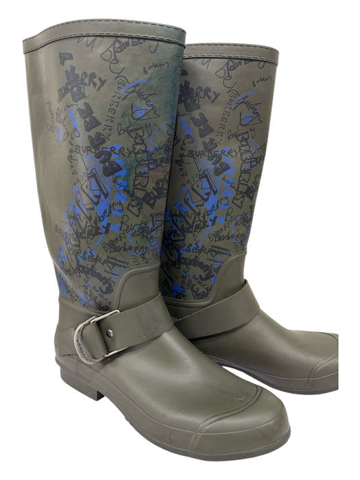Burberry Shoe Size 46 AS IS Gray Rubber Drawing Rainboot Men's Shoes Gray / 46