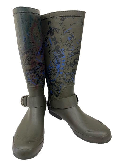 Burberry Shoe Size 46 AS IS Gray Rubber Drawing Rainboot Men's Shoes Gray / 46