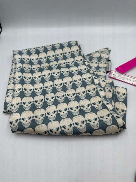 Thomas Wylde Slate Teal & Cream Silk Skull Print Shawl Wrap scarf